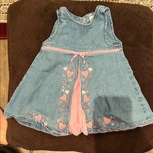 George Denim Baby Dress with Pink Front Panel